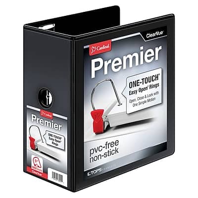 Cardinal - Premier Easy Open ClearVue 5" 3-Ring View Binders, D-Ring - Black Cardinal - Premier Easy Open ClearVue 5" 3-Ring View Binders, D-Ring - Black