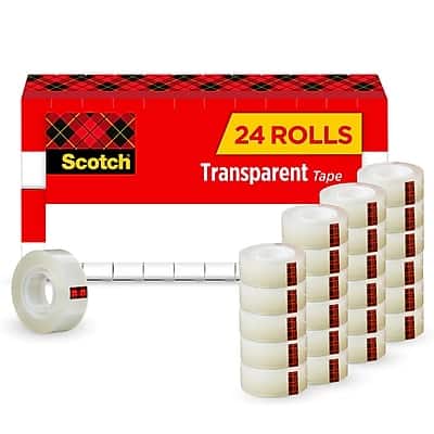 Scotch - Tape Refill, 3/4" x 27.77 yds., 1" Core, 24 Rolls/Pack - Transparent Clear Scotch - Tape Refill, 3/4" x 27.77 yds., 1" Core, 24 Rolls/Pack - Transparent Clear