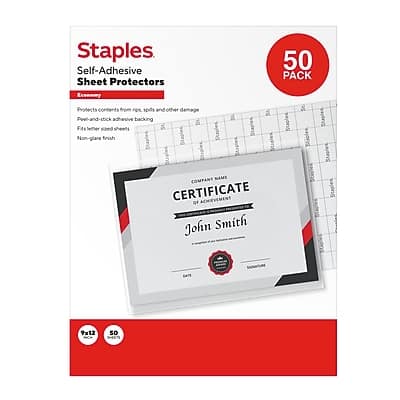 Staples - Plastic Sleeve, 9" x 12", 50/Pack - Clear Staples - Plastic Sleeve, 9" x 12", 50/Pack - Clear