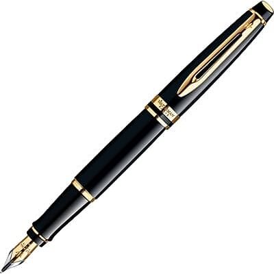 Waterman - Expert Matte Black/Gold Fountain Pen, Medium Point 1.0 mm - Black Ink Waterman - Expert Matte Black/Gold Fountain Pen, Medium Point 1.0 mm - Black Ink