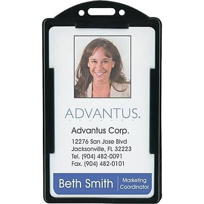 Advantus - Vertical ID Card Holders, 2 1/8" x 3 3/8", 25/Pack - Black Advantus - Vertical ID Card Holders, 2 1/8" x 3 3/8", 25/Pack - Black