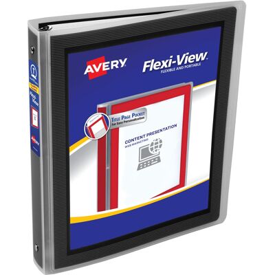 Avery - Flexi-View 3 Ring Binder, 1 Inch Binder (17686) - Black Avery - Flexi-View 3 Ring Binder, 1 Inch Binder (17686) - Black