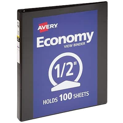 Avery - 1/2" 3-Ring View Binders - Black Avery - 1/2" 3-Ring View Binders - Black