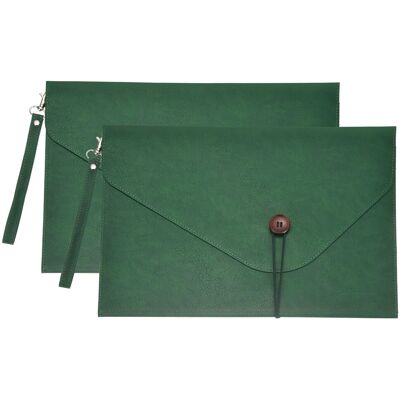 Unique Bargains - 2pcs Leather Folder, 14x10" Leather Document Holder PU Pouch Bag Portfolio Organizer Waterproof for Travel Men - Green Unique Bargains - 2pcs Leather Folder, 14x10" Leather Document Holder PU Pouch Bag Portfolio Organizer Waterproof for Travel Men - Green