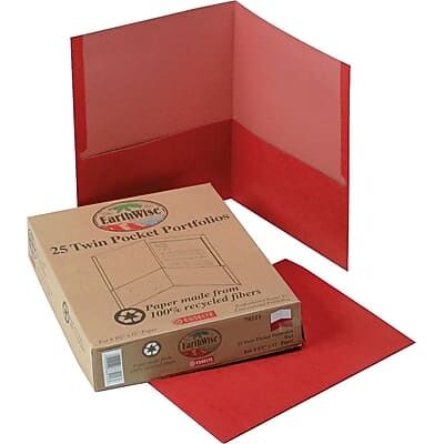 Oxford - Earthwise 2-Pocket Portfolio Folder, 25/Box - Red Oxford - Earthwise 2-Pocket Portfolio Folder, 25/Box - Red