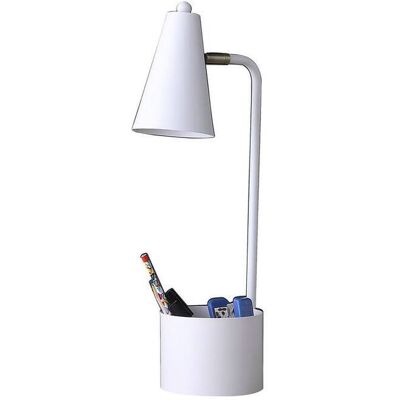 MOOSOO - 19.5" Desk Lamp with Organizer for Students, Metal Task Lamp with 4 Pen Holders & Storage - White MOOSOO - 19.5" Desk Lamp with Organizer for Students, Metal Task Lamp with 4 Pen Holders & Storage - White