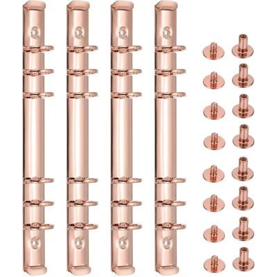 Unique Bargains - 4 Sets 6-Hole Ring Binder, A5 20mm Book Binding Kit Planner Maker Binder Ring Clip Mechanisms with Screw - Rose Gold Unique Bargains - 4 Sets 6-Hole Ring Binder, A5 20mm Book Binding Kit Planner Maker Binder Ring Clip Mechanisms with Screw - Rose Gold