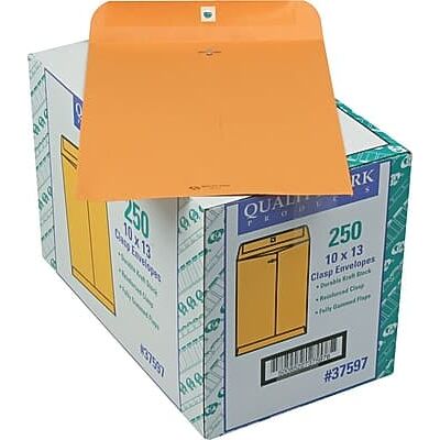 Quality Park - Clasp Catalog Envelope, 10" x 13", 250/Box - Kraft Quality Park - Clasp Catalog Envelope, 10" x 13", 250/Box - Kraft