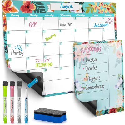 Zulay Kitchen - Magnetic Dry Erase Calendar Whiteboard Kit - Flower Zulay Kitchen - Magnetic Dry Erase Calendar Whiteboard Kit - Flower