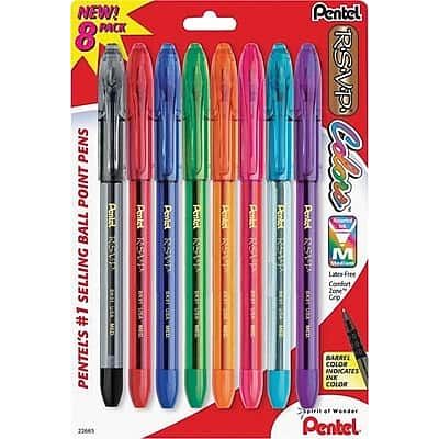 Pentel - R.S.V.P. Ballpoint Pens, Medium Point, Ink, 8/Pack - Assorted Pentel - R.S.V.P. Ballpoint Pens, Medium Point, Ink, 8/Pack - Assorted