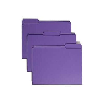Smead - Reinforced File Folder, 3 Tab, Letter Size, 100/Box - Purple Smead - Reinforced File Folder, 3 Tab, Letter Size, 100/Box - Purple