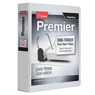 Cardinal - Premier Heavy Duty 1 1/2" 3-Ring View Binders, D-Ring - White Cardinal - Premier Heavy Duty 1 1/2" 3-Ring View Binders, D-Ring - White
