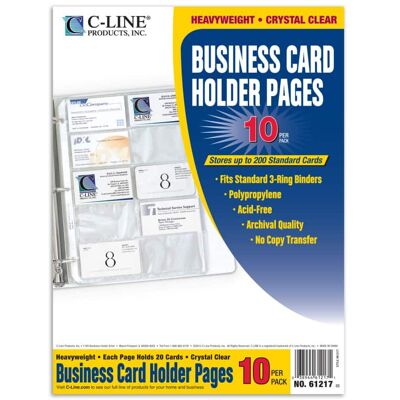 C-line - Business Card Holder Poly without Tabs Holds 20 Cards/Page 11-1/4 x 8-1/8 Pack of 10 C-line - Business Card Holder Poly without Tabs Holds 20 Cards/Page 11-1/4 x 8-1/8 Pack of 10