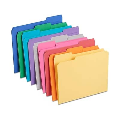 Staples - Reinforced File Folders, 1/3-Cut Tab, Letter Size, 100/Box - Assorted Colors Staples - Reinforced File Folders, 1/3-Cut Tab, Letter Size, 100/Box - Assorted Colors