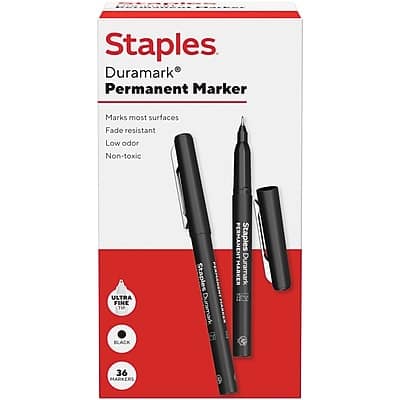 Staples - Duramark Permanent Marker, Ultra Fine Tip, 36/Pack - Black Staples - Duramark Permanent Marker, Ultra Fine Tip, 36/Pack - Black