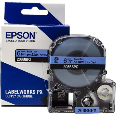 Epson - 1/4" Black on Blue Tape - 206BBPX Epson - 1/4" Black on Blue Tape - 206BBPX