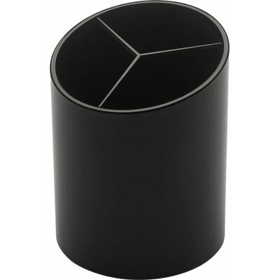 Business Source - Large 3 Compartment Plastic Pencil Cup 3" x 3" x 4.1" Plastic - Black Business Source - Large 3 Compartment Plastic Pencil Cup 3" x 3" x 4.1" Plastic - Black