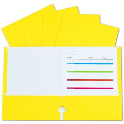 C-line - 2-Pocket Laminated Paper Portfolios with 3-Hole Punch, Yellow, Box of 25 C-line - 2-Pocket Laminated Paper Portfolios with 3-Hole Punch, Yellow, Box of 25