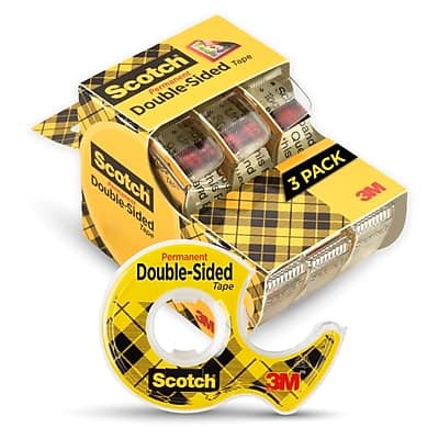 Scotch - Permanent Double Sided Tape with Refillable Dispenser, 0.5" x 7 yds., 1" Core, 3/Pack - Clear Scotch - Permanent Double Sided Tape with Refillable Dispenser, 0.5" x 7 yds., 1" Core, 3/Pack - Clear