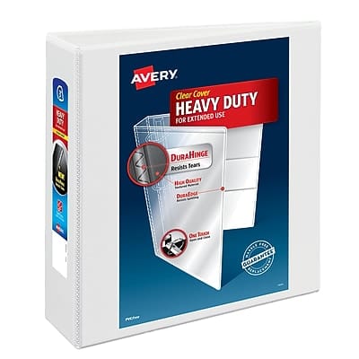 Avery - Nonstick Heavy Duty 3" 3-Ring View Binders, Slant Ring - White Avery - Nonstick Heavy Duty 3" 3-Ring View Binders, Slant Ring - White