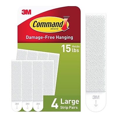 Command - Large Hanging Strips, 15 lb., 4 Pairs/Pack - White Command - Large Hanging Strips, 15 lb., 4 Pairs/Pack - White