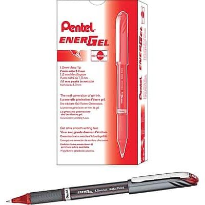 Pentel - EnerGel NV Liquid Gel Pen, Bold Point, Dozen - Red Ink Pentel - EnerGel NV Liquid Gel Pen, Bold Point, Dozen - Red Ink