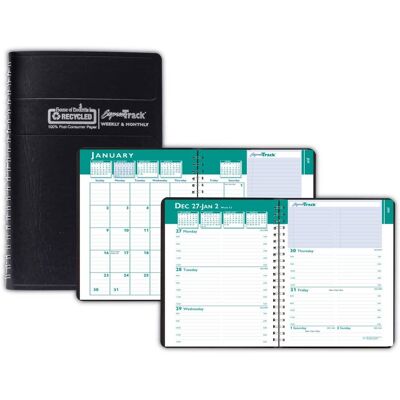 House of Doolittle - Express Track Recycled Weekly Appointment Book Monthly Planner 8 x 5 Black Cover 13 Month Jan 2026 to Jan 2027 House of Doolittle - Express Track Recycled Weekly Appointment Book Monthly Planner 8 x 5 Black Cover 13 Month Jan 2026 to Jan 2027