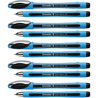 Schneider - Slider Memo Ballpoint Pen, Viscoglide Ink, 1.4 mm, Black, Pack of 10 Schneider - Slider Memo Ballpoint Pen, Viscoglide Ink, 1.4 mm, Black, Pack of 10
