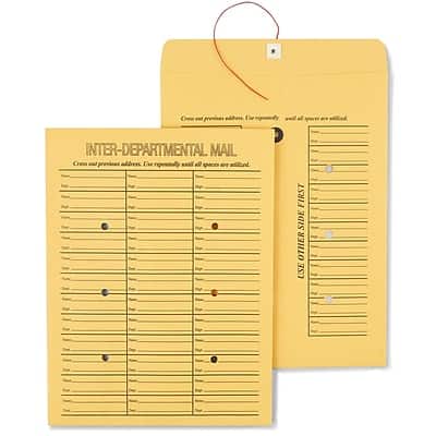 Staples - Button & String Inter-Departmental Kraft Envelopes, 10" x 13", 100/Box - Brown Kraft Staples - Button & String Inter-Departmental Kraft Envelopes, 10" x 13", 100/Box - Brown Kraft