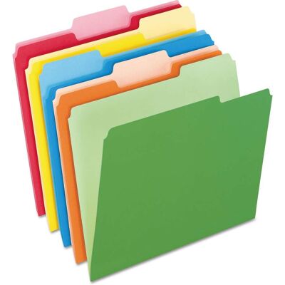 Tops Business Forms - Colored File Folders, 1/3-Cut Tabs: Assorted, Letter Size, Assorted Colors, 100/Box Tops Business Forms - Colored File Folders, 1/3-Cut Tabs: Assorted, Letter Size, Assorted Colors, 100/Box