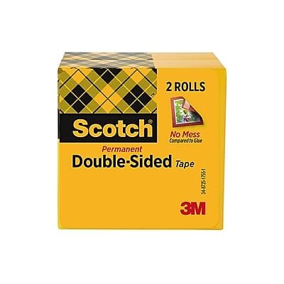 Scotch - Permanent Double Sided Tape Refill, 1/2" x 36 yds., 2/Pack - Clear Scotch - Permanent Double Sided Tape Refill, 1/2" x 36 yds., 2/Pack - Clear