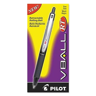 Pilot - VBall RT Retractable Rollerball Pens, Fine Point, Dozen - Black Ink Pilot - VBall RT Retractable Rollerball Pens, Fine Point, Dozen - Black Ink