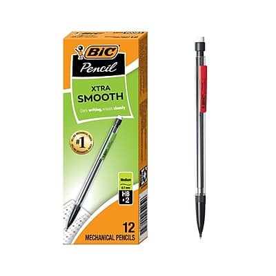 BIC - Xtra Smooth Mechanical Pencils, 0.7mm, #2 Medium Lead, Dozen - Black BIC - Xtra Smooth Mechanical Pencils, 0.7mm, #2 Medium Lead, Dozen - Black
