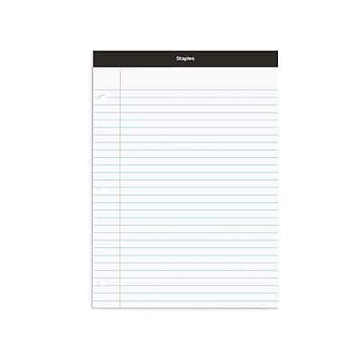 Staples - Notepad, 8.5" x 11.75", Narrow Ruled, 100 Sheets/Pad - White Staples - Notepad, 8.5" x 11.75", Narrow Ruled, 100 Sheets/Pad - White