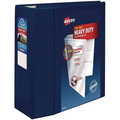 Avery - Heavy Duty View Binder With Durahinge And Locking One Touch Ezd Rings 3 Rings 5" Capacity 11 X 8.5 Navy Blue Avery - Heavy Duty View Binder With Durahinge And Locking One Touch Ezd Rings 3 Rings 5" Capacity 11 X 8.5 Navy Blue