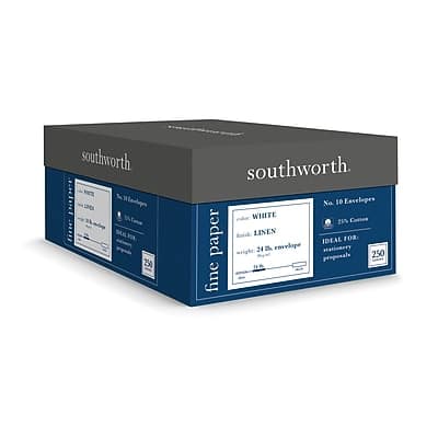 Southworth - Gummed #10 Business Envelopes, 4 1/8" x 9 1/2", 250/Box - White Southworth - Gummed #10 Business Envelopes, 4 1/8" x 9 1/2", 250/Box - White
