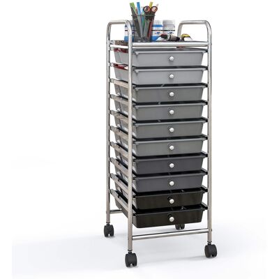 Costway - 10 Drawer Rolling Storage Cart Scrapbook Paper Office School Organizer - Gradient Black Costway - 10 Drawer Rolling Storage Cart Scrapbook Paper Office School Organizer - Gradient Black