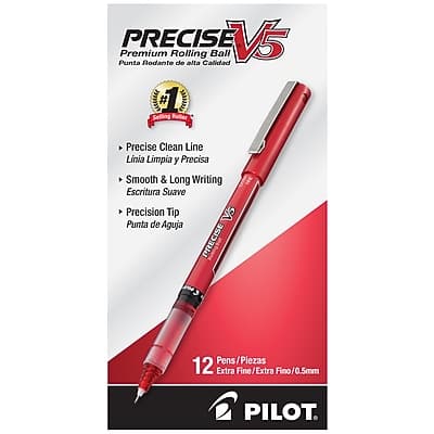 Pilot - Precise V5 Rollerball Pens, Extra Fine Point, Dozen - Red Ink Pilot - Precise V5 Rollerball Pens, Extra Fine Point, Dozen - Red Ink