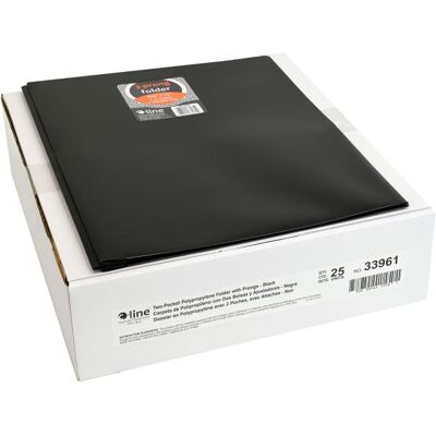 C-line - Two-Pocket Heavyweight Poly Portfolio Folder with Prongs, Black, Pack of 25 C-line - Two-Pocket Heavyweight Poly Portfolio Folder with Prongs, Black, Pack of 25