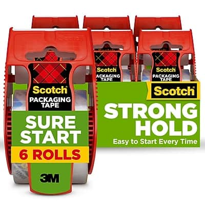 Scotch - Sure-Start Packing Tape with Dispenser, 1.88" x 22.2 yds., 6/Pack - Clear Scotch - Sure-Start Packing Tape with Dispenser, 1.88" x 22.2 yds., 6/Pack - Clear