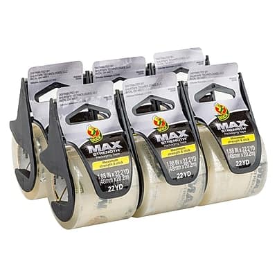 Duck - Max Strength Packaging Tape with Dispenser, 1.88" x 22 yards, 6/Pack - Clear Duck - Max Strength Packaging Tape with Dispenser, 1.88" x 22 yards, 6/Pack - Clear