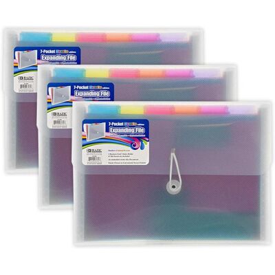 BAZIC Products - Rainbow 7-Pocket Letter Size Poly Expanding File, Pack of 3 BAZIC Products - Rainbow 7-Pocket Letter Size Poly Expanding File, Pack of 3