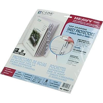 C-line - Top Load Sheet Protector, 11" x 8-1/2", 8 Tab Set - Clear C-line - Top Load Sheet Protector, 11" x 8-1/2", 8 Tab Set - Clear