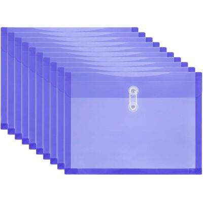 Unique Bargains - 10pcs Plastic Envelopes with Button String Tie Closure, A4 Size File Document Folders for Home Work Office Organization - Purple Unique Bargains - 10pcs Plastic Envelopes with Button String Tie Closure, A4 Size File Document Folders for Home Work Office Organization - Purple