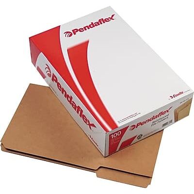 Pendaflex - Recycled File Folder, 1/3-Cut Tab, Legal Size, 100/Box - Brown Pendaflex - Recycled File Folder, 1/3-Cut Tab, Legal Size, 100/Box - Brown