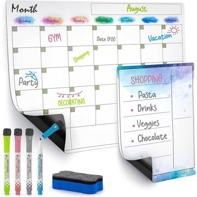 Zulay Kitchen - Magnetic Dry Erase Calendar Whiteboard Kit - Rainbow Zulay Kitchen - Magnetic Dry Erase Calendar Whiteboard Kit - Rainbow
