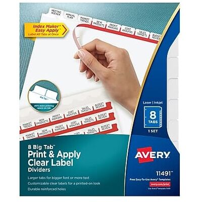Avery - Index Maker Print & Apply Label Paper Divider, Set - White Avery - Index Maker Print & Apply Label Paper Divider, Set - White