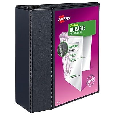 Avery - 5" 3-Ring View Binders, D-Ring - Black Avery - 5" 3-Ring View Binders, D-Ring - Black