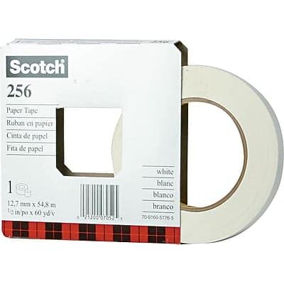 Scotch - Paper Tape, 1/2" x 60 Yards, 3" Core - White Scotch - Paper Tape, 1/2" x 60 Yards, 3" Core - White