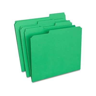 Staples - Reinforced File Folders, 1/3-Cut Tab, Letter Size, 100/Box - Green Staples - Reinforced File Folders, 1/3-Cut Tab, Letter Size, 100/Box - Green